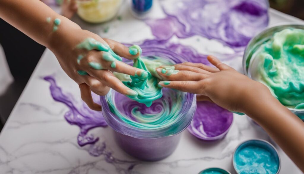 DIY slime with lotion and cornstarch