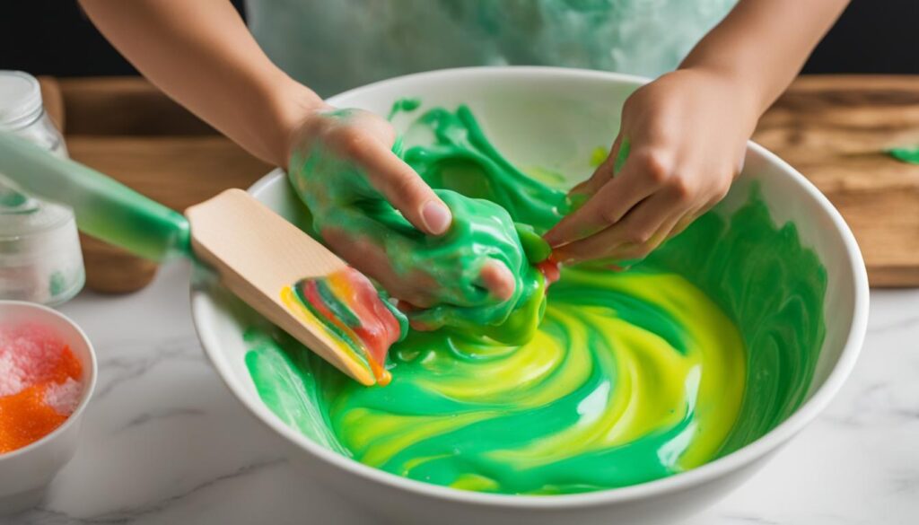 Steps to make slime with Glue and Gain detergent