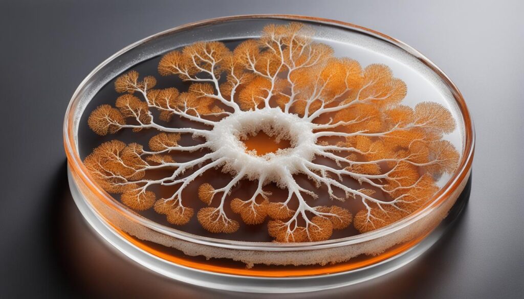 fungus growth in slime mold plates