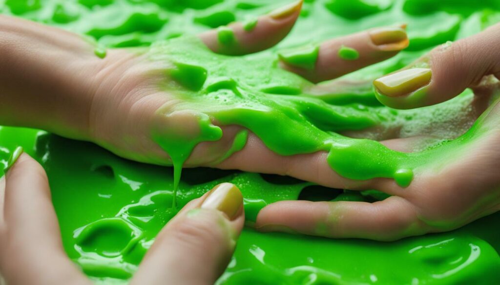 slime sticking to fingers
